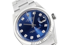 Rolex Watch with White Gold and Blue Dial with Diamonds!