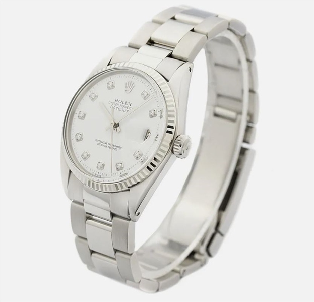 White Gold Oyster Perpetual Rolex with Diamonds and Oyster Band! 