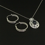 Sapphire Earrings and Pendant Sterling Silver Collection 