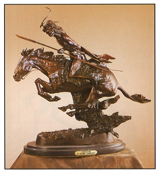 Cheyenne Bronze by Frederic Remington Rendition 8.5''' x 8.5'''  (SKU-AS) (Vault_AS)