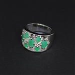 Emerald 925 Sterling Silver Size 7 Ring 