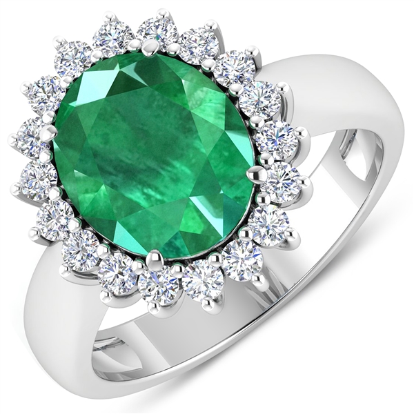 14k White Gold #7 Size Ring with Zambian Emerald!