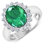 14k White Gold #7 Size Ring with Zambian Emerald!