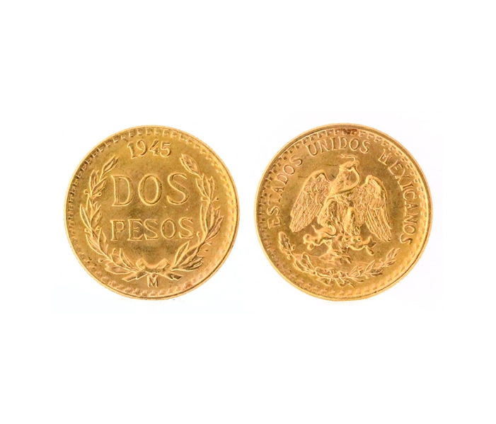 1945 Dos Pesos Estados Unidos Mexicanos 0.900 purity Gold Coin