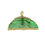 Fine Jewelry 14KT. Gold, 16.64CT Natural Form Green Beryl Columbian Emerald And Diamond Pendant