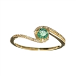 14KT. Gold 0.32CT Emerald and 0.07CT Round Brilliant Cut Diamond Ring