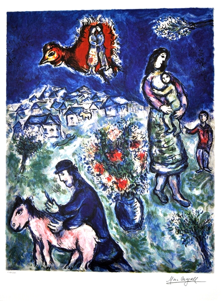 MARC CHAGALL Sur La Route du Village Print, 32.5" x 24.5"