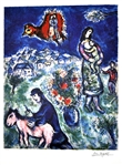 MARC CHAGALL Sur La Route du Village Print, 32.5" x 24.5"