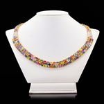  App: $73,790 105.82ctw MultiColor Sapphire and 1.43ctw Diamond 14K Yellow Gold Necklace (Vault_R44) 