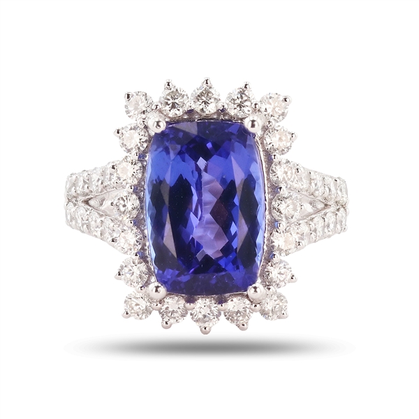  App: $23,665 6.71ct Tanzanite and 1.45ctw Diamond Platinum Ring (Vault_R44) 