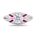  App: $12,440 1.01ct Diamond and 0.47ctw Ruby Platinum Ring (1.66ctw Diamonds) (Vault_R44) 