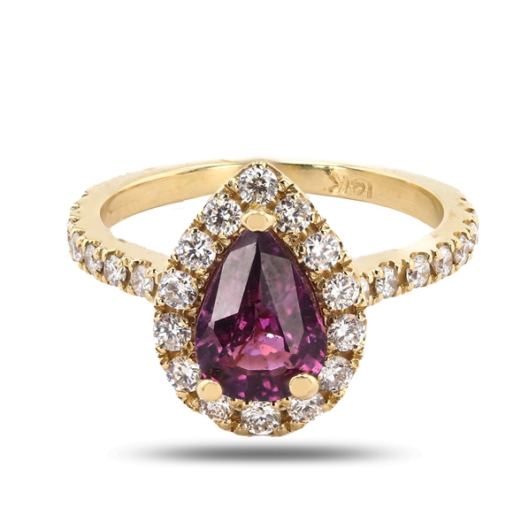  App: $13,436 1.60ct Purple Pink Sapphire and 0.70ctw Diamond 14K Yellow Gold Ring (GIA CERTIFIED) (Vault_R44) 