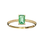 Fine Jewelry, 14KT. Gold, 0.61CT Emerald and 0.05CT Diamond Ring