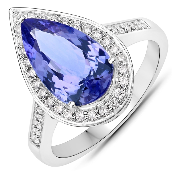 14KT. White Gold 3.09 Tanzanite and Diamond Ring -PNR-