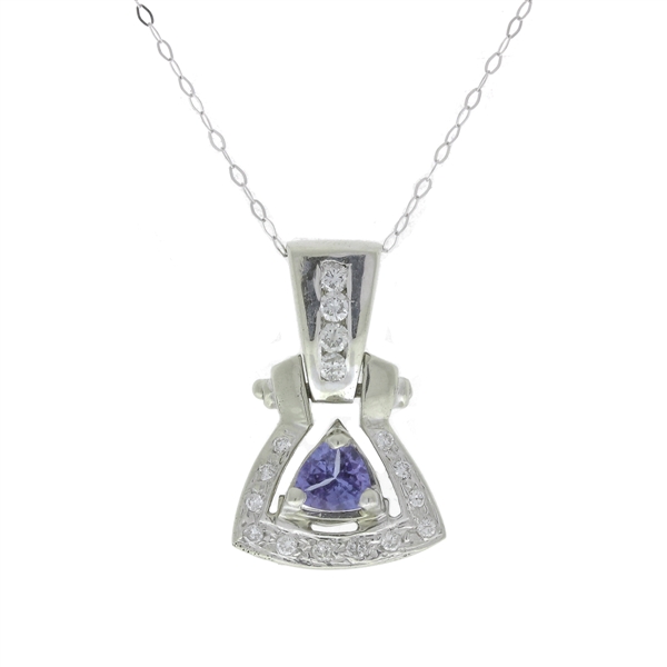 14KT White Gold 0.64CT Tanzanite and Diamond Pendant Professional Piece! -PNR-