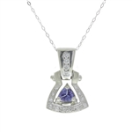 14KT White Gold 0.64CT Tanzanite and Diamond Pendant Professional Piece! -PNR-