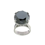 14K White Gold 29.33CT Round Cut Black Diamond Ring