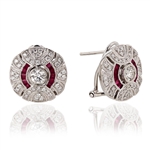  App: $7,120 0.55ctw Ruby and 0.65ctw Diamond Platinum Earrings (Vault_R44) 