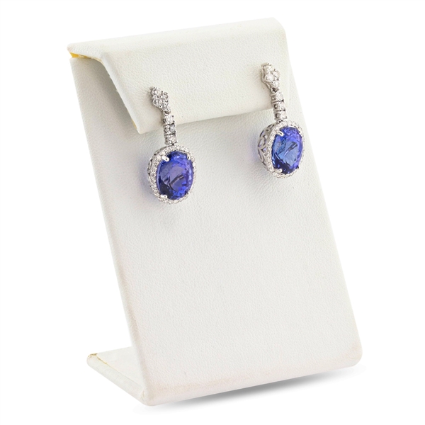  App: $34,850 12.55ctw Tanzanite and 1.15ctw Diamond 18K White Gold Dangle Earrings (Vault_R44) 