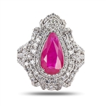  App: $27,585 3.29ct MOZAMBIQUE Ruby and 1.56ctw Diamond Platinum Ring (GIA CERTIFIED) (Vault_R44) 