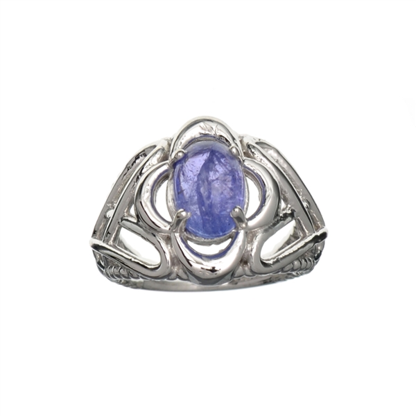 1.75CT Oval Cut Violet Tanzanite And Sterling Silver Ring