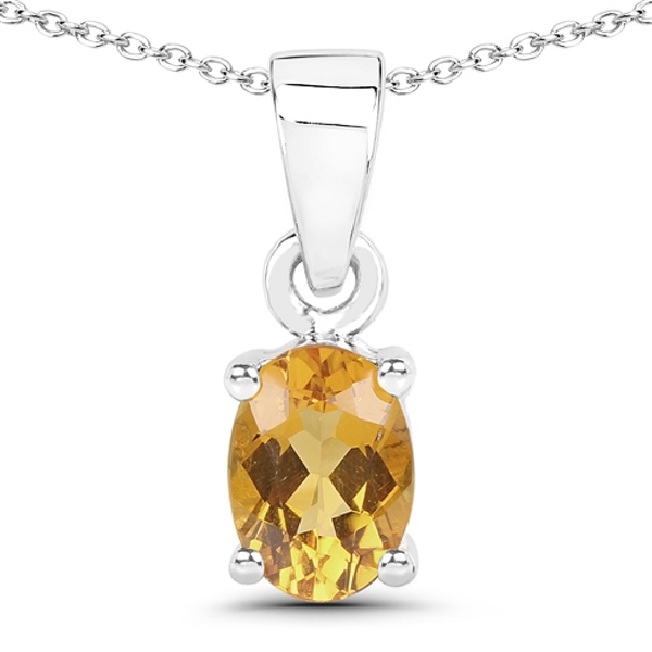 0.80 Oval Cut Citrine .925 Sterling Silver Pendant