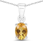 0.80 Oval Cut Citrine .925 Sterling Silver Pendant