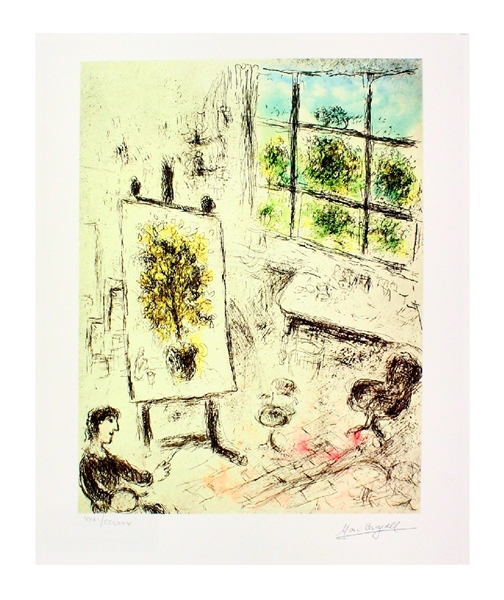 MARC CHAGALL Artist In Studio Mini Print 10in x 12in, with Certificate XXXVI of CCLXXV