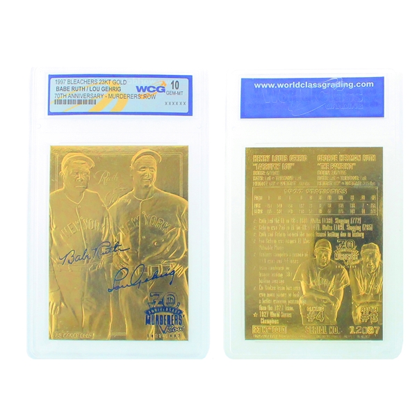 Ruth/Gehrig 23kt. Gold 70th Anniversary Card Grated Gem MT 10