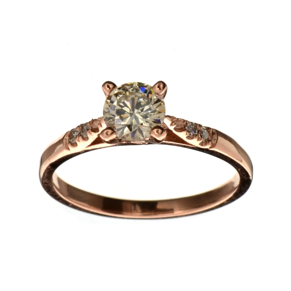 14KT. Rose Gold, 0.57CT Round Cut Diamond Ring 