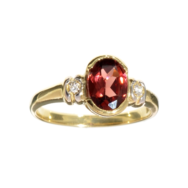 14KT. Gold, 1.47CT Almandite Garnet And White Sapphire Ring