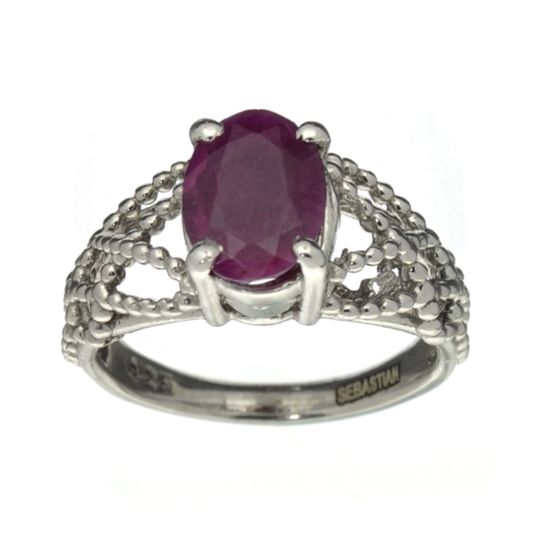 Designer Sebastian, 2.22CT Oval Cut Ruby And Sterling Silver Ring