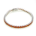 Round Cut Orange Cubic Zirconia Sterling Silver Bracelet