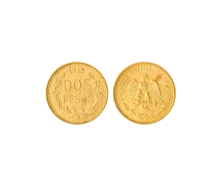 1945 Dos Pesos Estados Unidos Mexicanos 0.900 purity Gold Coin