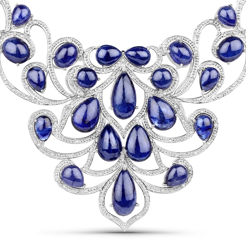 161.28CT Pear Cut Sapphire Silver Necklace Divine Piece! -PNR-