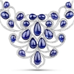 161.28CT Pear Cut Sapphire Silver Necklace Divine Piece! -PNR-