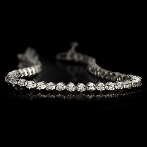 14KT White Gold, Custom Made 2.00CT Round Brilliant Cut Diamond Bracelet (VGN A-37) 