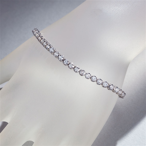 14KT White Gold, Custom Made 4.00CT Round Brilliant Cut Diamond Bracelet (VGN A-39) 