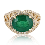  APP: $14,584 4.65ct Emerald and 0.93ctw Diamond 14K Yellow Gold Ring (Vault_R45) 