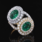  APP: $17,100 2.43ctw Emerald and 1.77ctw Diamond 18K Yellow and White Gold Ring (Vault_R45) 