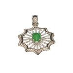 0.38CT Cabochon Cut Green Emerald And Sterling Silver Pendant