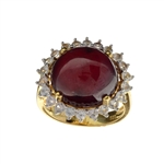 20.11CT Round Cut Ruby And Sapphire White/Yellow Platinum Over Sterling Silver Ring 