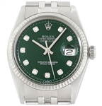 Rolex Mens Green and White Gold Watch with Diamond Dial! (Vault_CC-J)