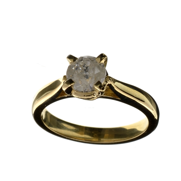 14KT. Gold, 0.95CT Round Cut Diamond Ring