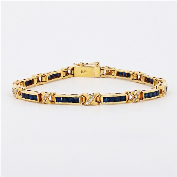 APP: 6.8k 14K Yellow Gold 2.50CT Sapphire and Diamond Bracelet -PNR-