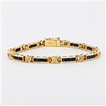 APP: 6.8k 14K Yellow Gold 2.50CT Sapphire and Diamond Bracelet -PNR-