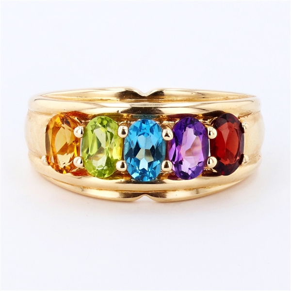 14K Yellow Gold 2.01CT Multi-Gemstone Ring -PNR-