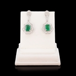  APP: $8,675 2.70ctw Emerald and 0.94ctw Diamond 18K White Gold Dangle Earrings (Vault_R45) 