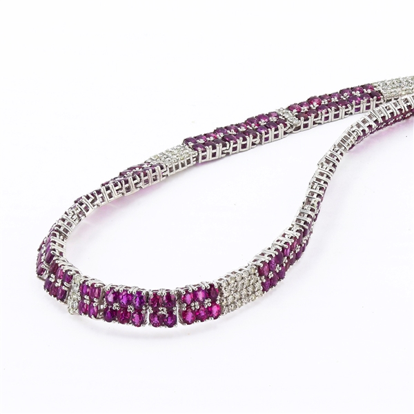  APP: $92,137 42.21ctw Ruby and 3.95ctw Diamond Platinum Necklace (Vault_R45) 