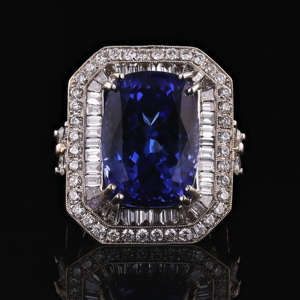  APP: $55,400 16.49ct Tanzanite and 2.81ctw Diamond 18KT White Gold Ring (GIA CERTIFIED) (Vault_R45) 